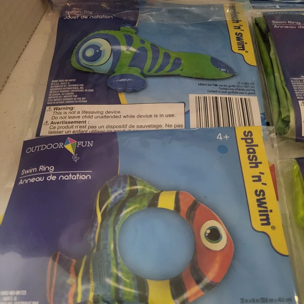 Spring Summer Pool Bundle - Swim Rings, Inflatable Fish, Chair, Ball, Sunglasses